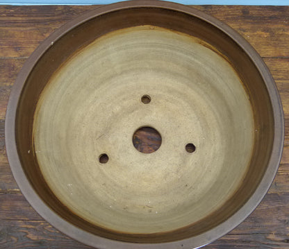 Hand Thrown Glazed Deep Round Bonsai Pot - 13.5" - Used