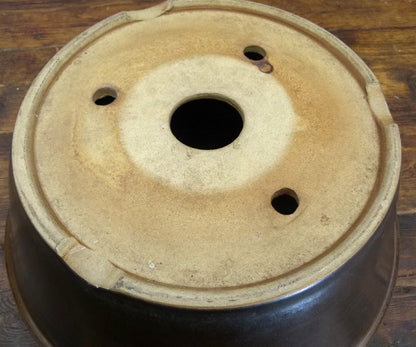 Hand Thrown Glazed Deep Round Bonsai Pot - 13.5" - Used