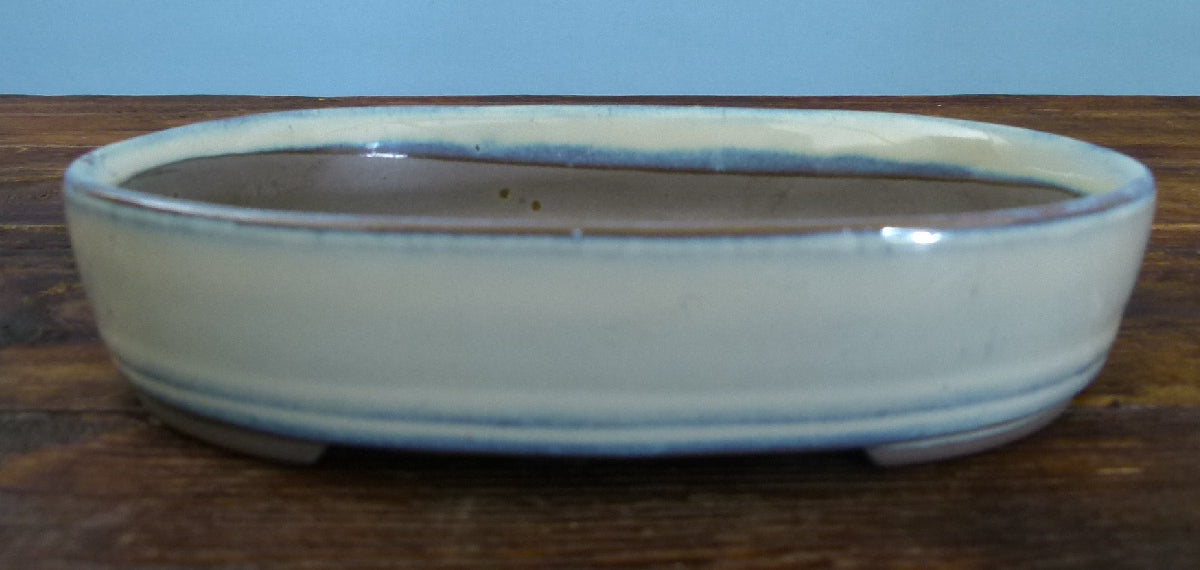 Japanese Shallow Oval Unglazed Bonsai Pot 6" - USED