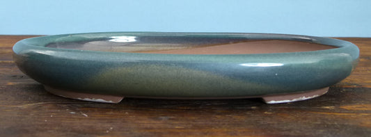Japanese Shallow Oval Glazed Bonsai Pot 9" - USED