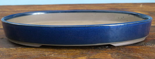 Japanese Shallow Oval Glazed Bonsai Pot 9.5" - USED