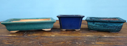 Glazed Bonsai Pots x 3 - Used