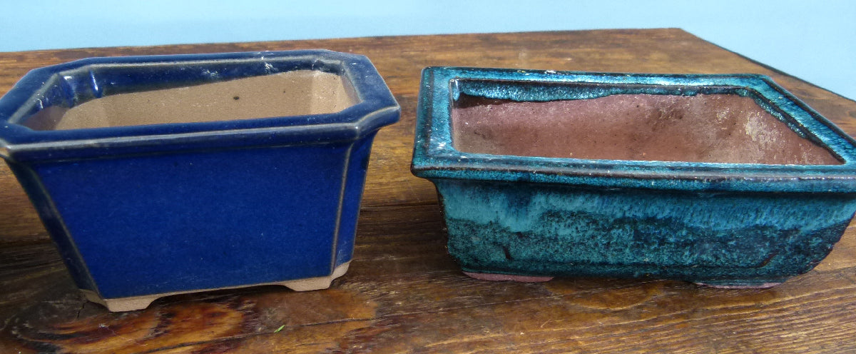 Glazed Bonsai Pots x 3 - Used