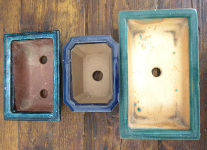 Glazed Bonsai Pots x 3 - Used