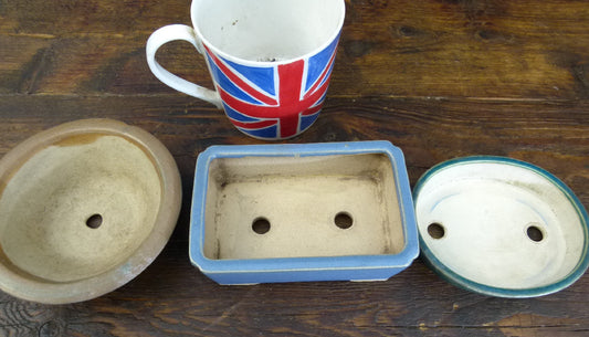 Glazed Bonsai Pots x 3 - Used