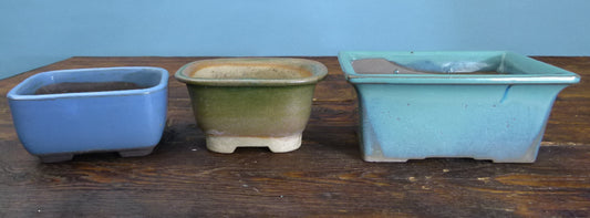Glazed Bonsai Pots x 3 - Used