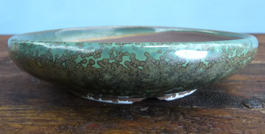 Japanese Green Glazed Round Bonsai Pot - Clearance