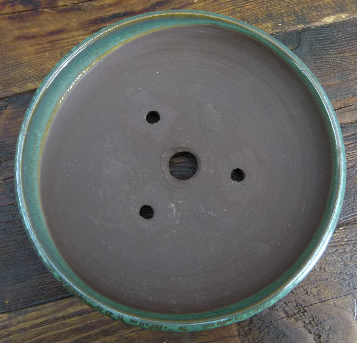 Japanese Green Glazed Round Bonsai Pot - Clearance