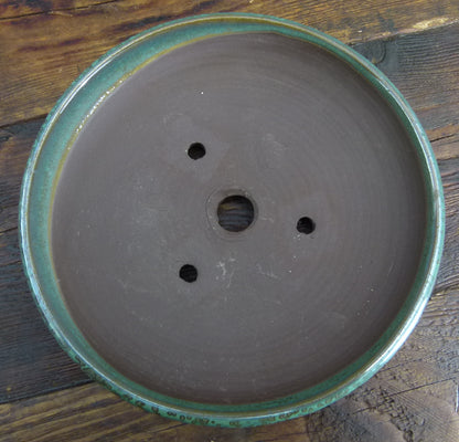 Japanese Green Glazed Round Bonsai Pot - Clearance