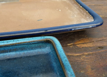 Rectangular Glazed Bonsai Pot Drip Trays Clearance - 2 x Used Trays