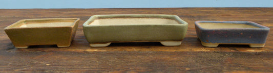Handmade Small Glazed Bonsai Pots x 3 - Used