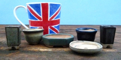 Glazed Miniature Bonsai Pots x 6 - Used 
