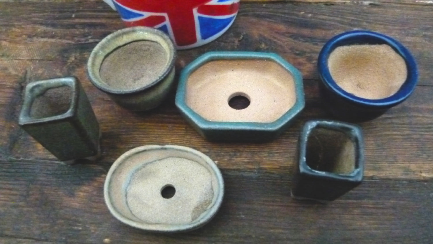 Glazed Miniature Bonsai Pots x 6 - Used 