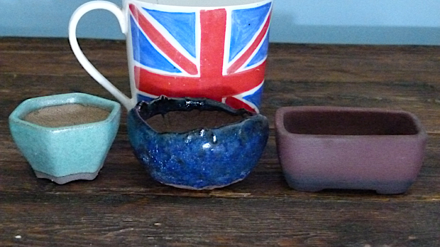 Glazed Small Bonsai Pots x 3 - Used