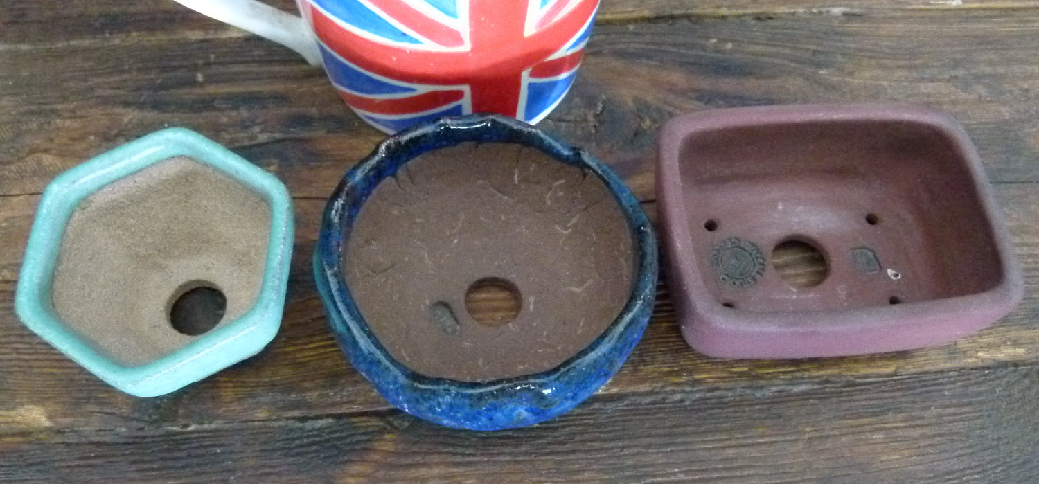 Glazed Small Bonsai Pots x 3 - Used