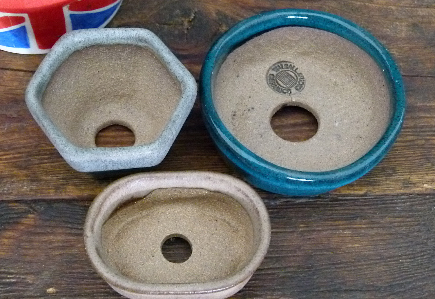 Glazed Small Bonsai Pots x 3 - Used