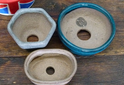 Glazed Small Bonsai Pots x 3 - Used