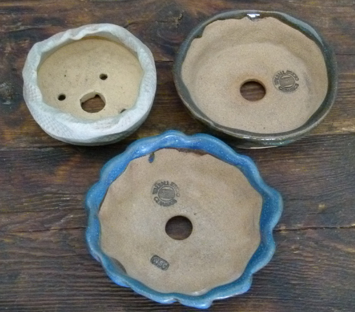 Glazed Small Bonsai Pots x 3 - Used