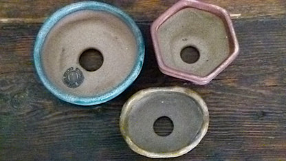 Glazed Small Bonsai Pots x 3 - Used