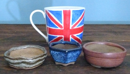 Glazed Small Bonsai Pots x 3 - Used