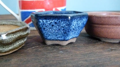Glazed Small Bonsai Pots x 3 - Used