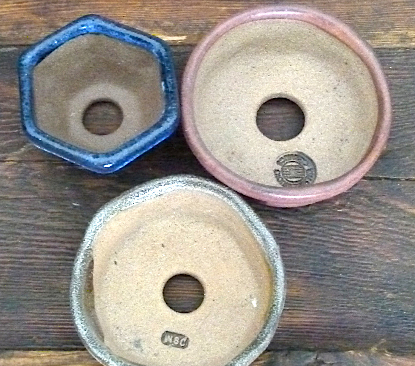 Glazed Small Bonsai Pots x 3 - Used