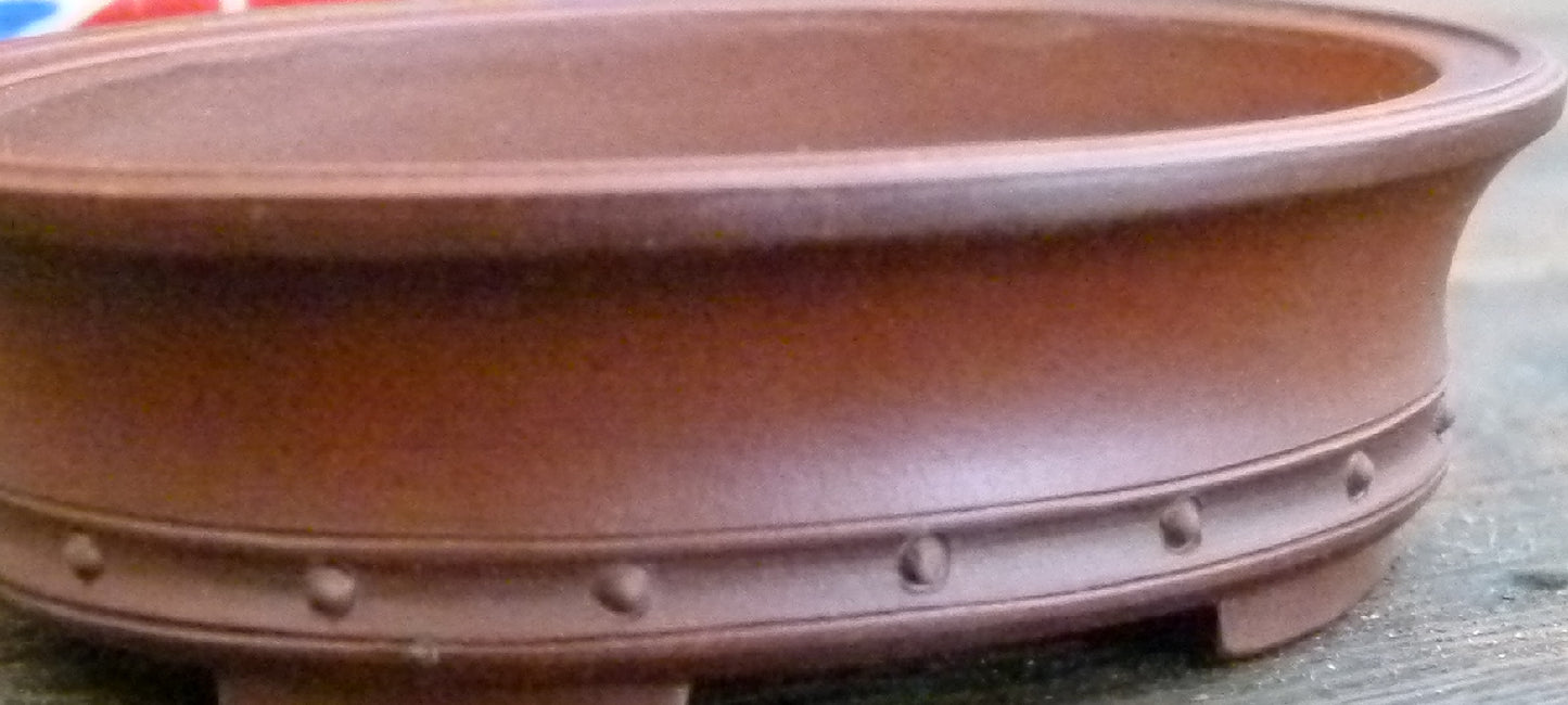 Small Oval Unglazed Bonsai Pot - Used .  