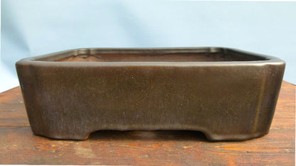EXCEPTIONAL Rectangular Glazed Bonsai Pot by Master Zhu - 16"