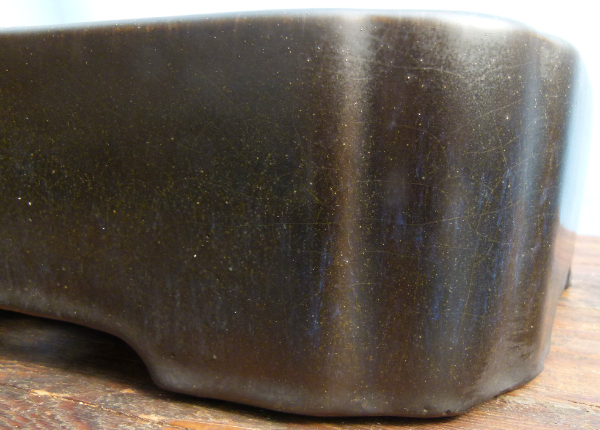 EXCEPTIONAL Rectangular Glazed Bonsai Pot by Master Zhu - 16"