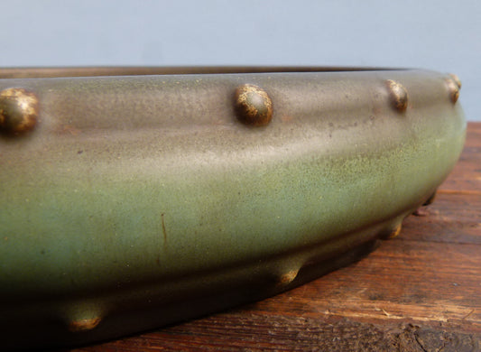 EXCEPTIONAL Round Drum Glazed Bonsai Pot by Master Zhu - 12"