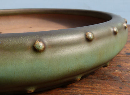 EXCEPTIONAL Round Drum Glazed Bonsai Pot by Master Zhu - 12"