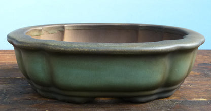 EXCEPTIONAL Oval Glazed Bonsai Pot by Master Zhu - 12"