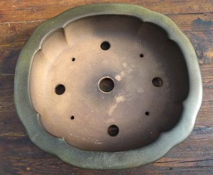 EXCEPTIONAL Oval Glazed Bonsai Pot by Master Zhu - 12"