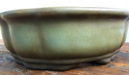 EXCEPTIONAL Oval Glazed Bonsai Pot by Master Zhu - 12"