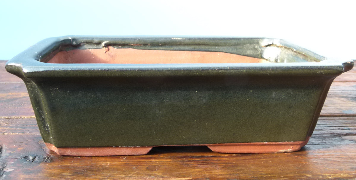 Rectangular Glazed Bonsai Pot 9" - USED