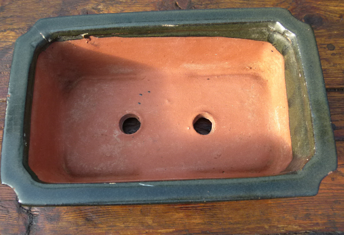 Rectangular Glazed Bonsai Pot 9" - USED
