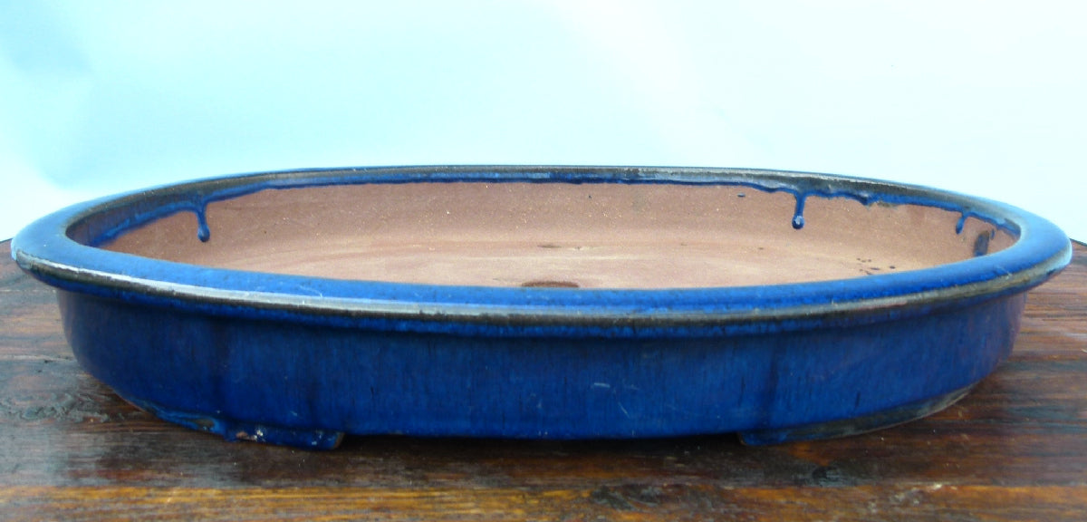 Shallow Oval Glazed Bonsai Pot - 19"- Used