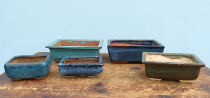 Used Glazed Bonsai Pots - Group of 5 Pots - CLEARANCE