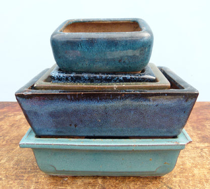 Used Glazed Bonsai Pots - Group of 5 Pots - CLEARANCE