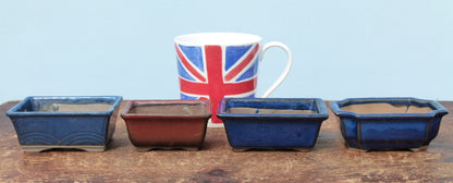 Japanese Glazed Small Bonsai Pots - Group of 4 Pots - CLEARANCE