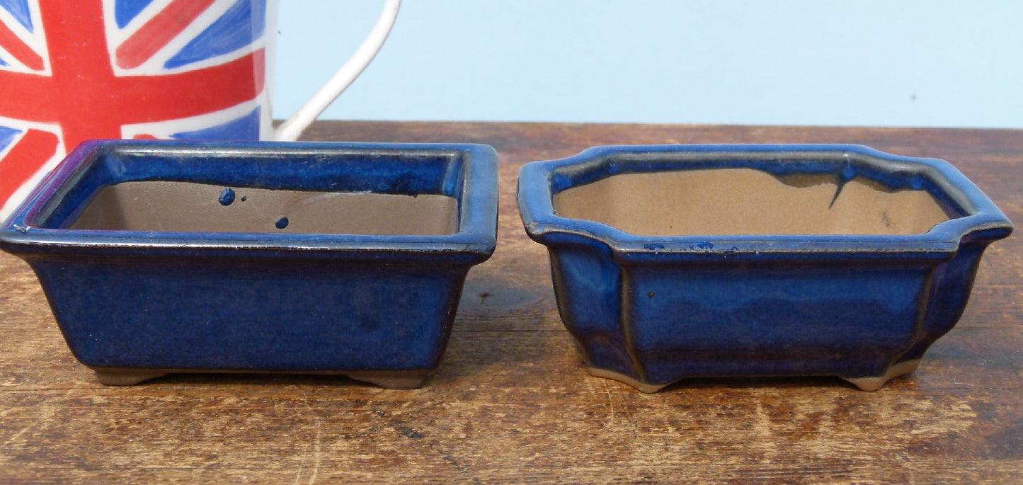 Japanese Glazed Small Bonsai Pots - Group of 4 Pots - CLEARANCE