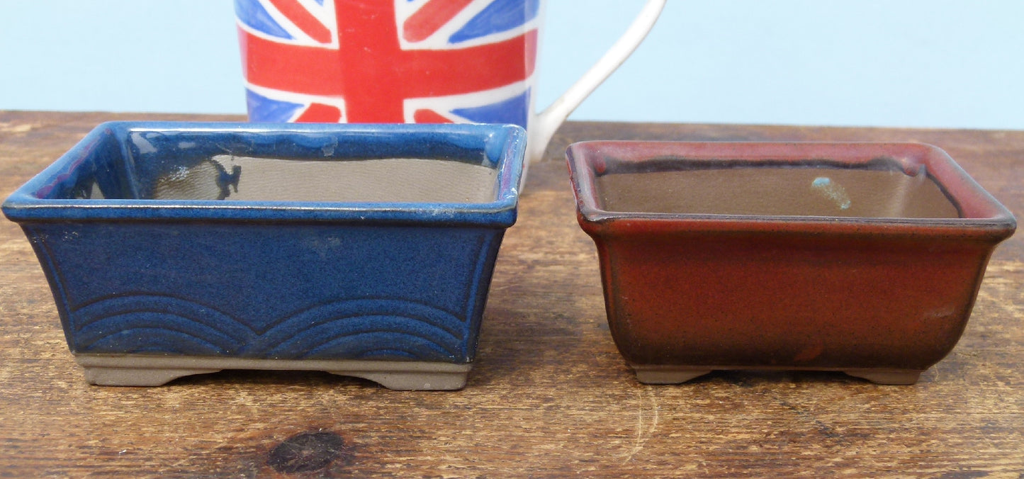 Japanese Glazed Small Bonsai Pots - Group of 4 Pots - CLEARANCE
