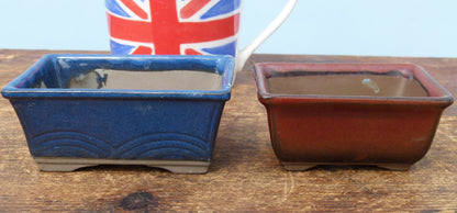 Japanese Glazed Small Bonsai Pots - Group of 4 Pots - CLEARANCE