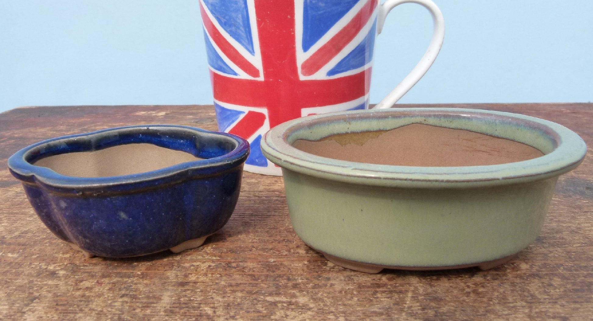Japanese Glazed Small Bonsai Pots - Group of 3 Pots - CLEARANCE