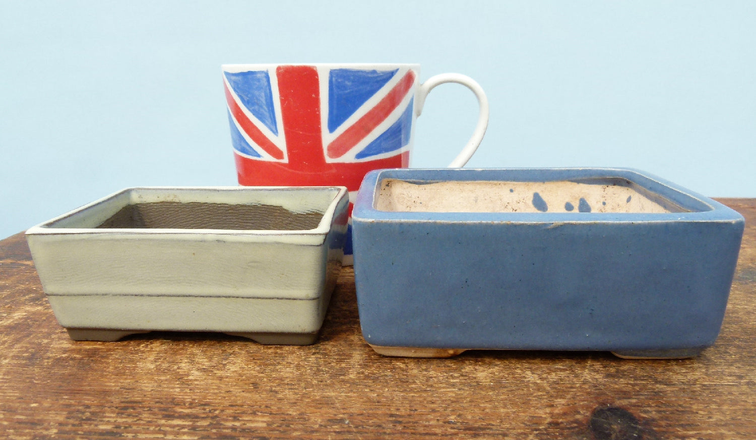 Japanese Glazed Small Bonsai Pots - Group of 4 Pots - CLEARANCE