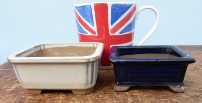 Japanese Glazed Small Bonsai Pots - Group of 4 Pots - CLEARANCE