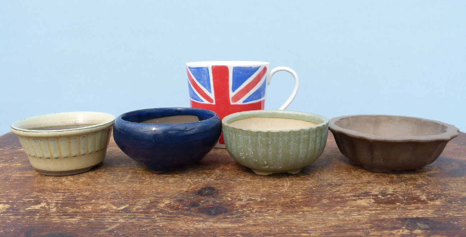 Japanese Glazed/unglazed Small Bonsai Pots - Group of 4 Pots - CLEARANCE