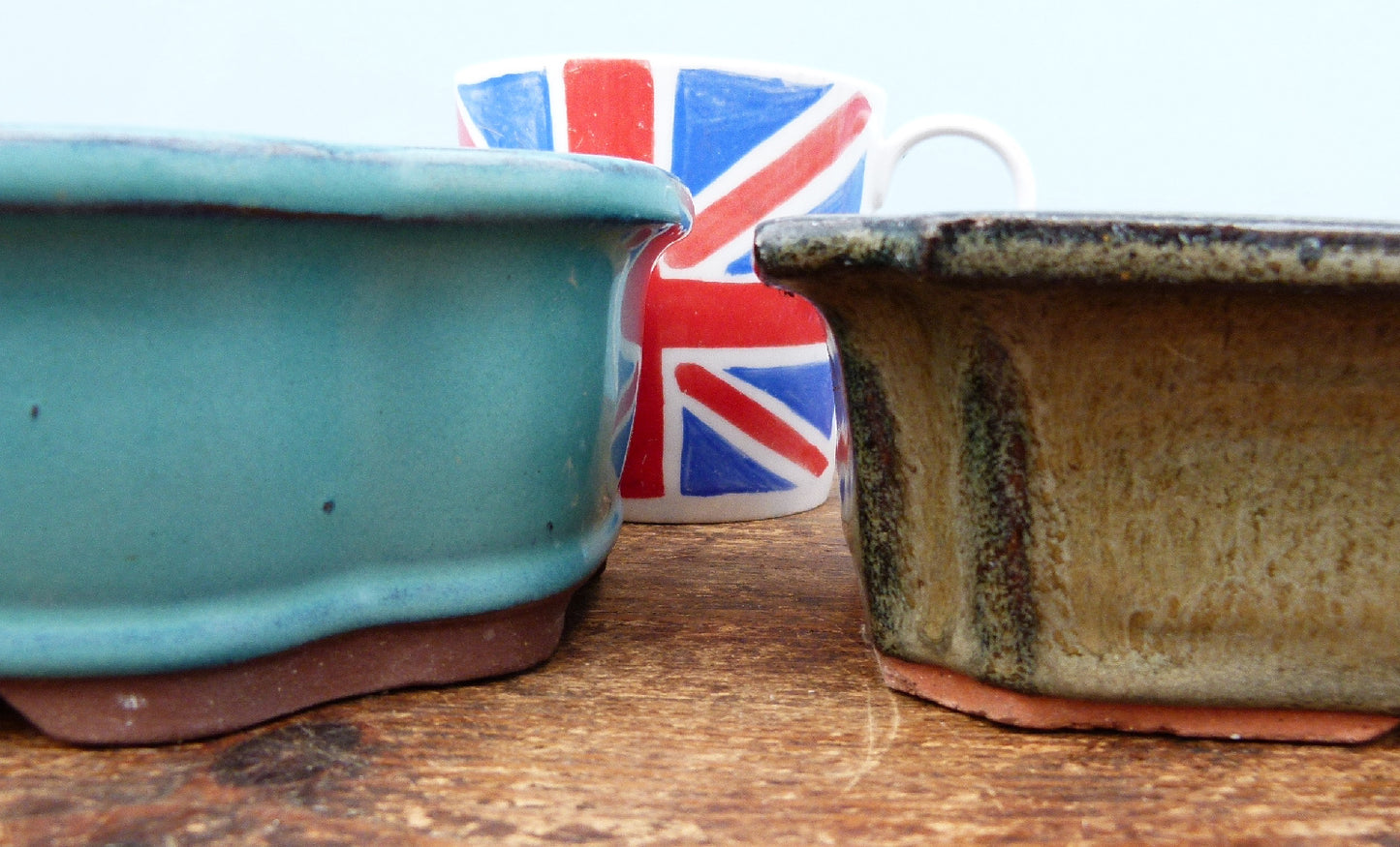 Glazed Bonsai Pots Clearance - 2 x Used Bonsai Pots Set