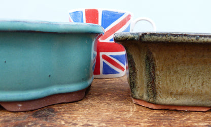 Glazed Bonsai Pots Clearance - 2 x Used Bonsai Pots Set