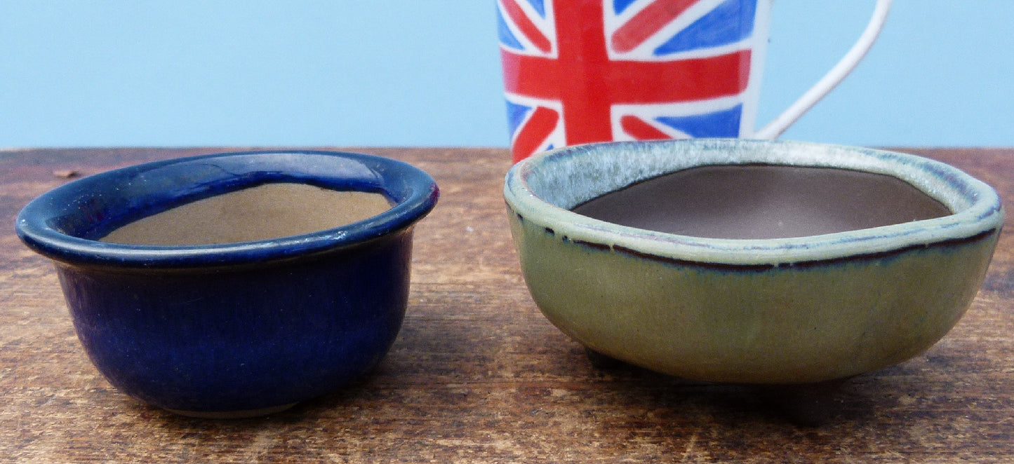 Japanese Glazed Small Bonsai Pots - Group of 5 Pots - CLEARANCE